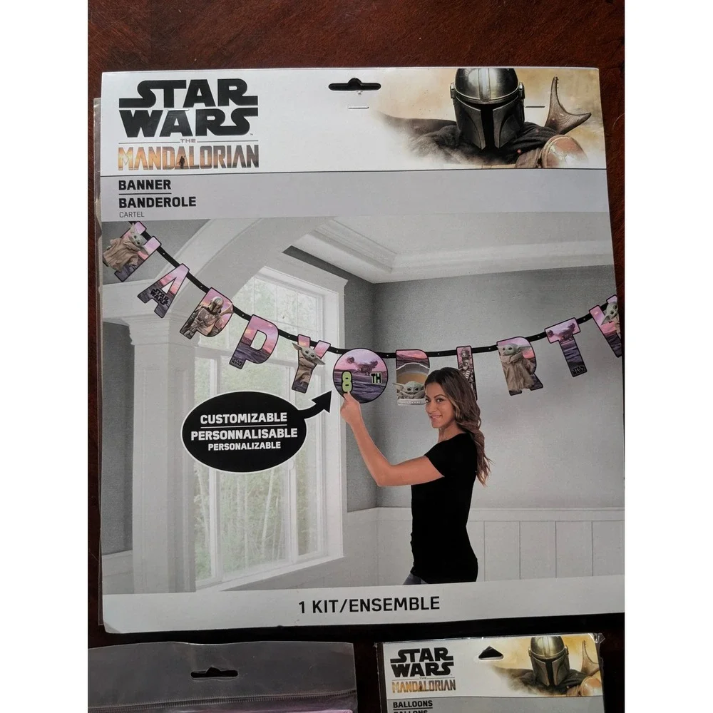 Star Wars Mandalorian Grogu Party Supplies Bundle Wall Decor Banner Balloons NEW